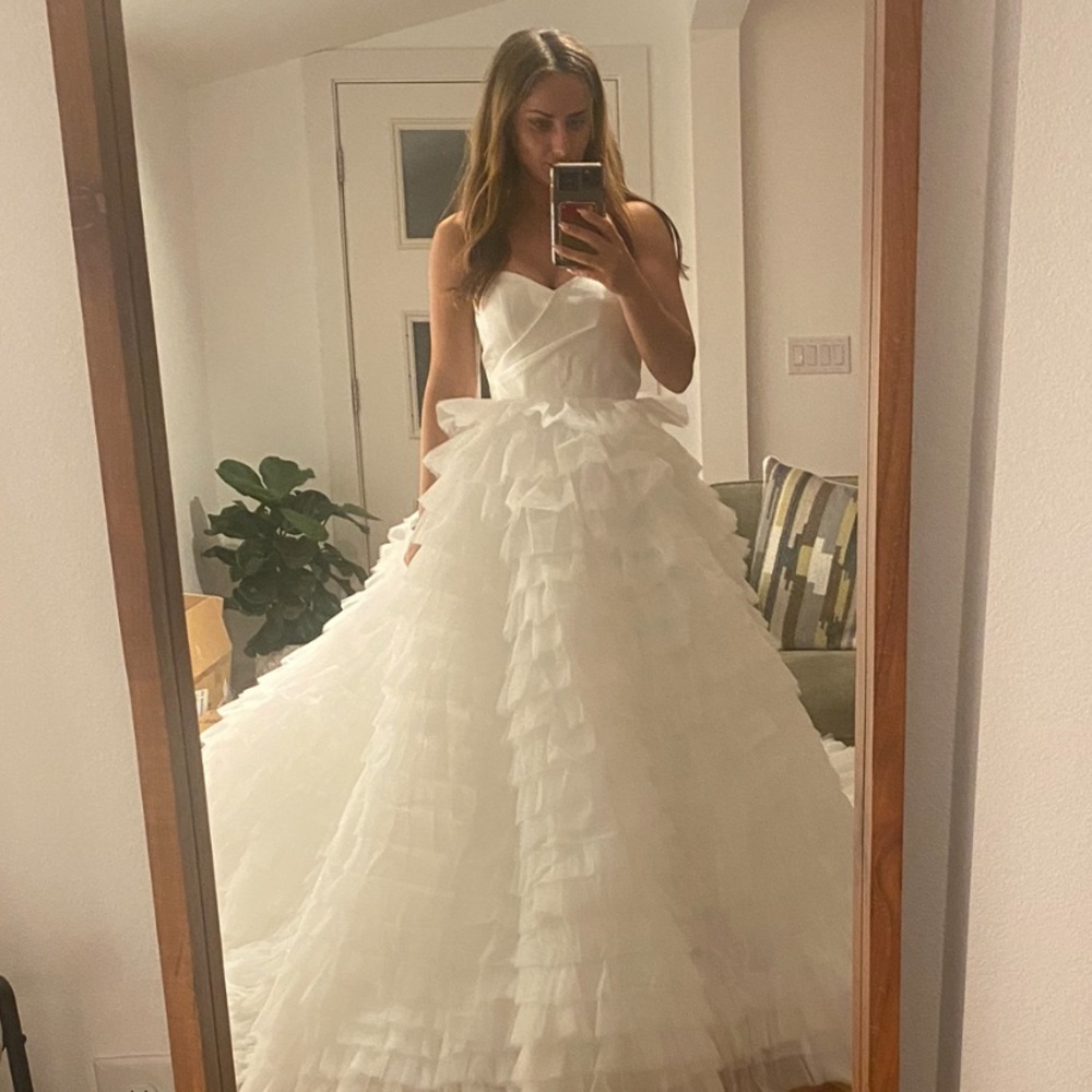 White Ruffle Wedding Dress